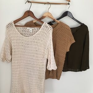 3 sweaters olive, amber & ivory